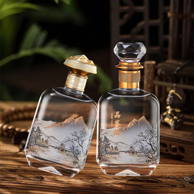 新款晶白料玻璃空酒瓶500ml高档礼盒包装套装支持定制酒厂级酒瓶