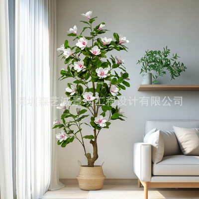 仿真绿植玉兰树室内客厅落地盆栽大型造景仿生假植物家居装饰摆件