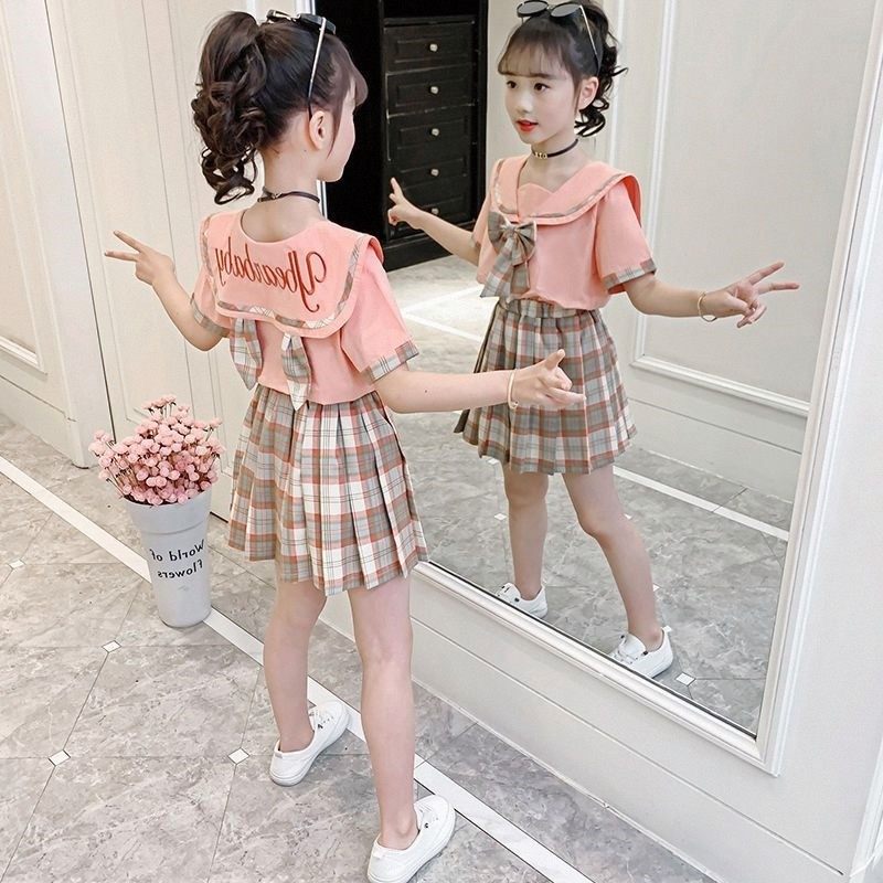 套装夏装2025新款洋气网红jk制服女孩学院风儿童套裙两件套潮
