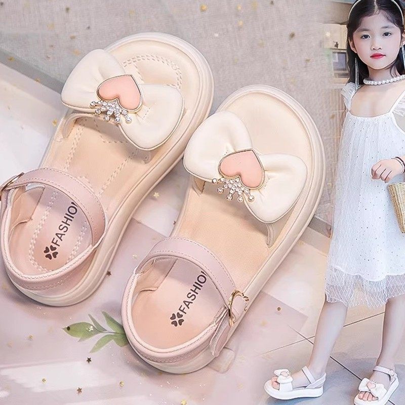 女童漂亮公主凉鞋夏日新款韩版女孩中大童软底时尚蝴蝶结公主厂家