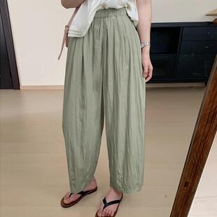小个子九分女大码夏季薄款胖mm宽松显瘦垂感山本阔腿奶奶裤