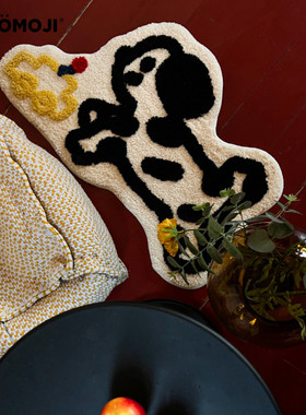 WOOMOJI联名DAWAN艺术家地毯奶油小狗客厅沙发卧室床边毯脚地垫