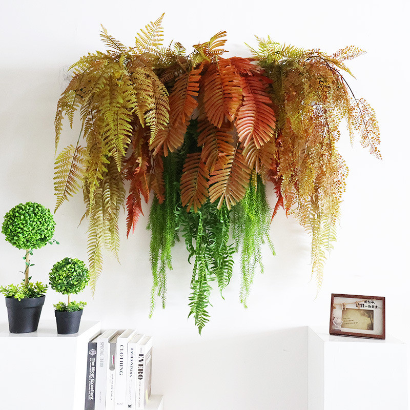 仿真绿植壁挂垂吊藤条绿色植物吊兰波斯蕨类墙壁管道吊顶展厅装饰