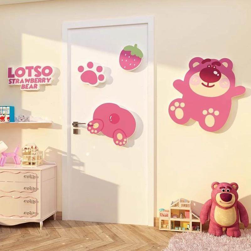 墙面贴纸儿童房间女孩网红装饰布置挂画公主草莓熊公仔卧室门床头,家居饰品,文化墙贴,淘宝优惠券,粉丝福利购,淘宝优惠卷