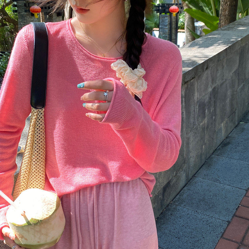 圆领打底衫女春秋薄款2025年新款纯色长袖衫内搭春季,女装/女士精品,毛针织衫,淘宝优惠券,粉丝福利购,淘宝优惠卷