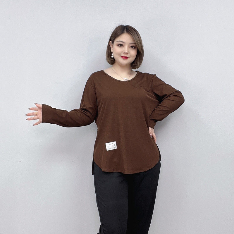 春秋长袖打底衫女2023新款胖mm大码宽松显瘦套头休闲薄款t恤,女装/女士精品,大码内搭,淘宝优惠券,粉丝福利购,淘宝优惠卷