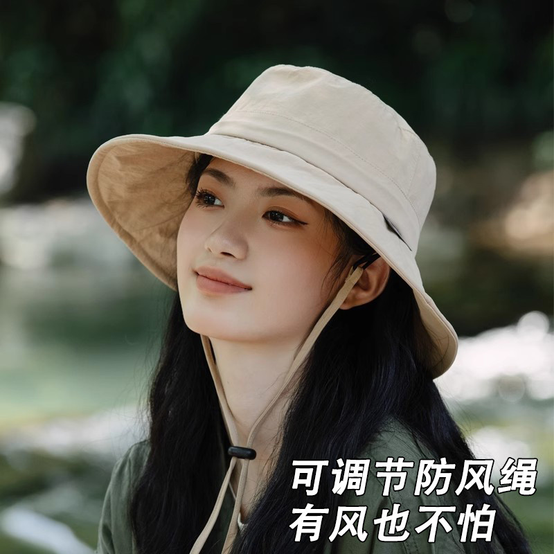 极速日系渔夫帽女防晒防紫外线夏薄大头围户外遮阳大帽檐登山2025