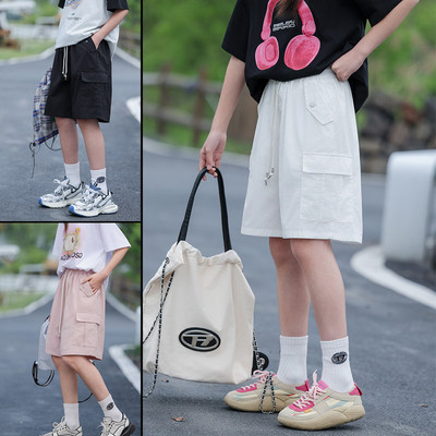 骄骄虎2024夏季新款女大童时尚宽松青少年工装风五分中裤6242