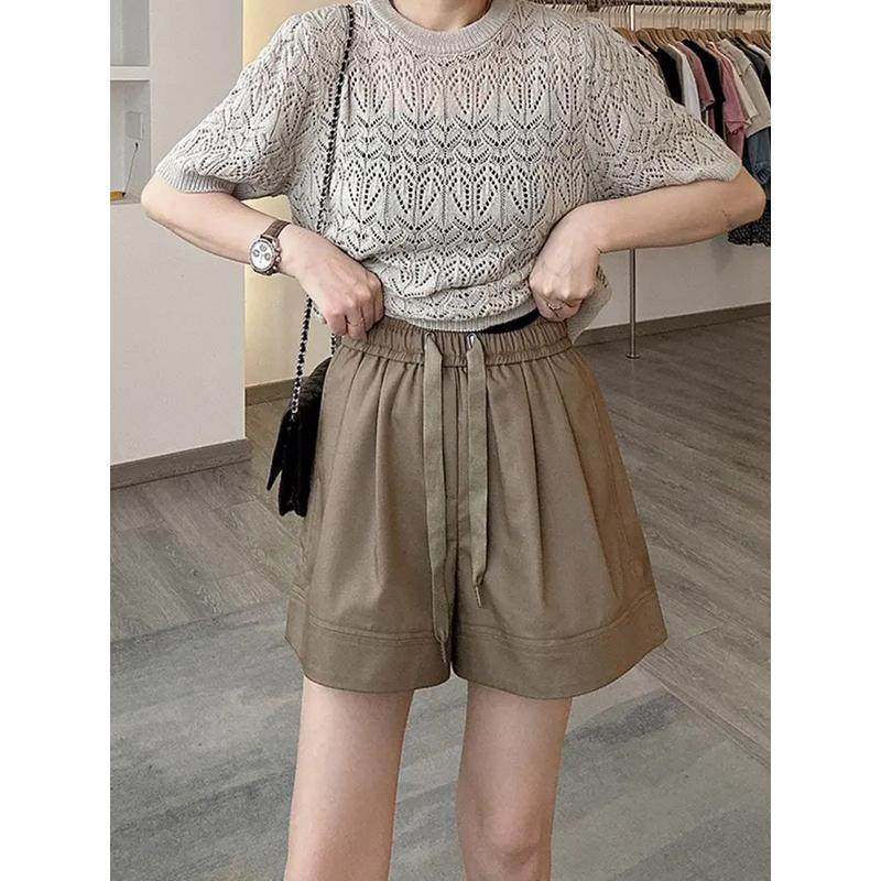 大码梨型身材抽绳女夏季胖妹妹mm宽松显瘦阔腿五分裤