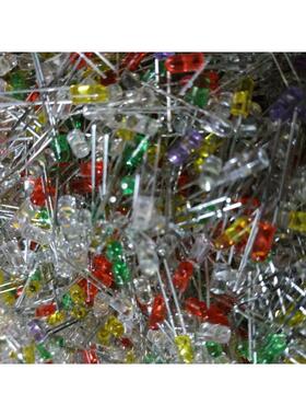混装1000颗3mm红黄蓝绿白紫暖白色圆头有边无边LED灯珠发光二极管
