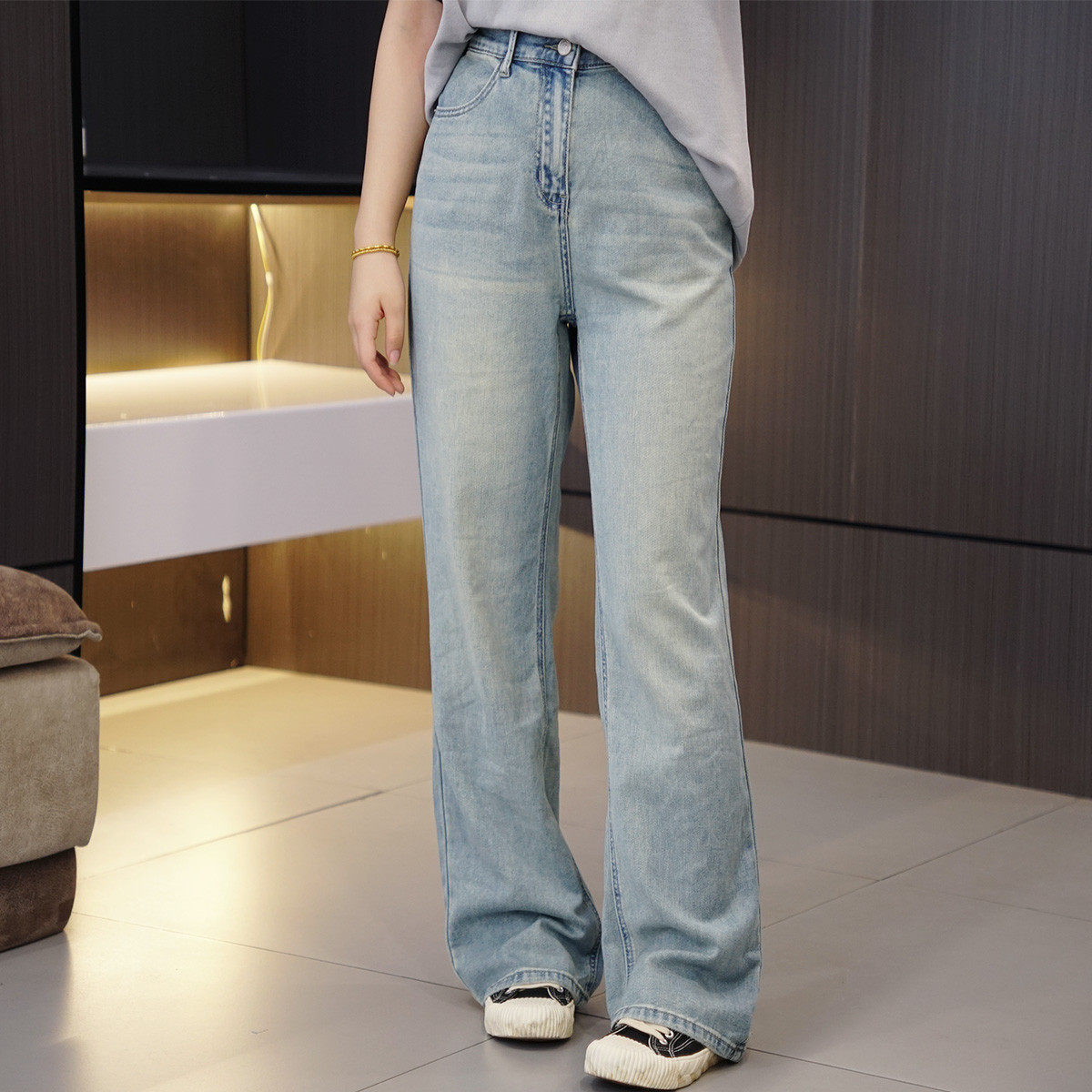 夏季薄款 百搭大码口袋蓝条直筒200斤胖mm蓝拖地裤,女装/女士精品,大码裤装,淘宝优惠券,粉丝福利购,淘宝优惠卷