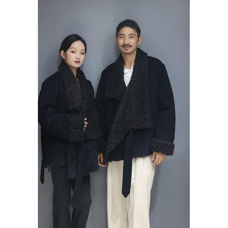 2021新款冬季藏式棉衣加厚藏服藏装男情侣装藏族女黑色系腰带