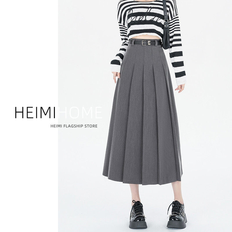 灰色女春秋中长款显瘦大摆伞裙小个子A字百褶,女装/女士精品,半身裙,淘宝优惠券,粉丝福利购,淘宝优惠卷