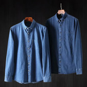 全棉水洗 早春新款 长袖 给力品质 蓝色牛仔衬衫 可男女衬衣