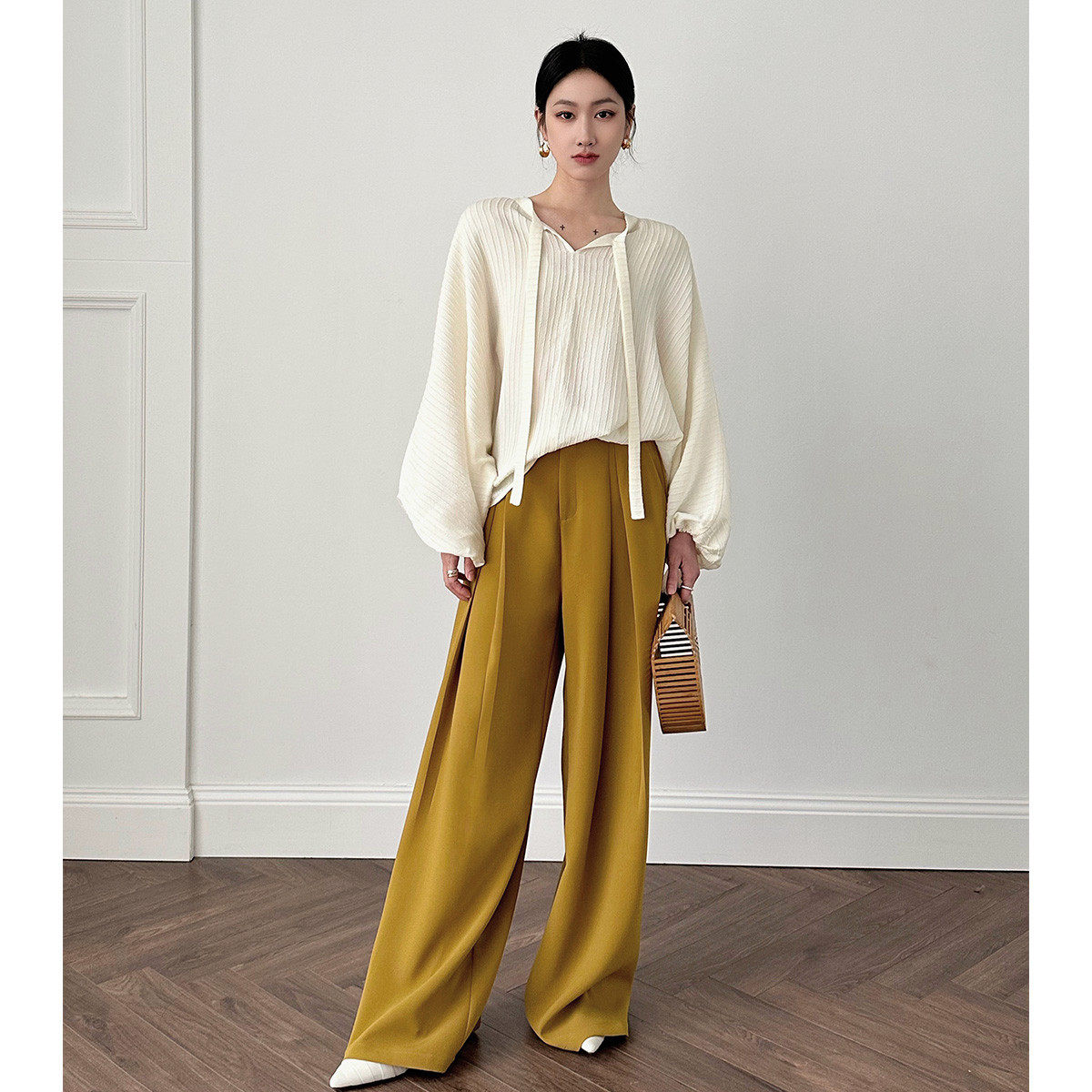 徐大脸吖 高级感拖地阔腿裤女夏季新款垂坠感薄款休闲长