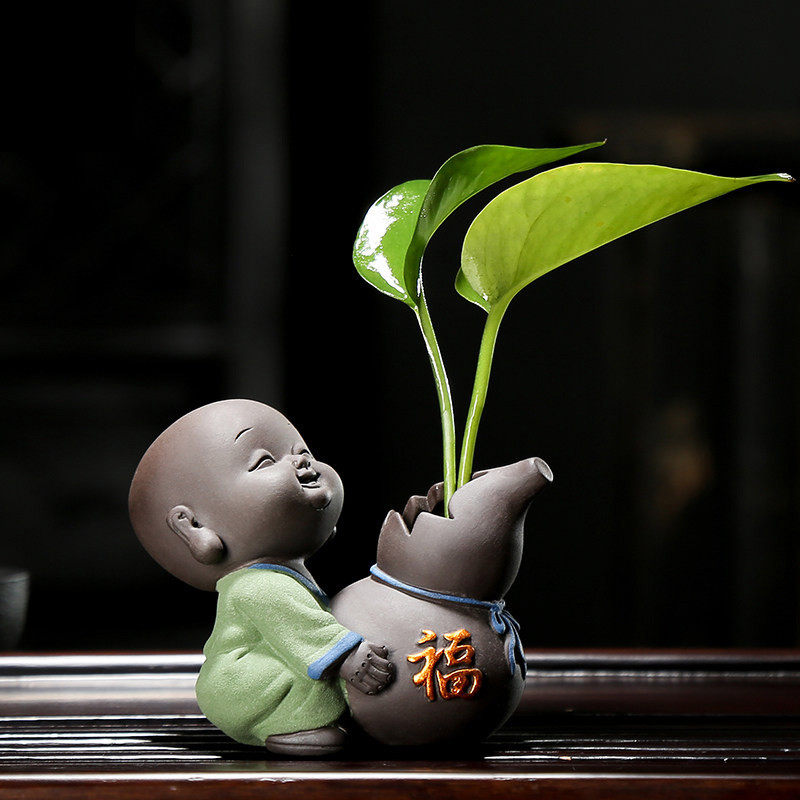 创意小和尚花瓶绿萝水培植物养花插花容器花盆器皿桌面装饰摆件
