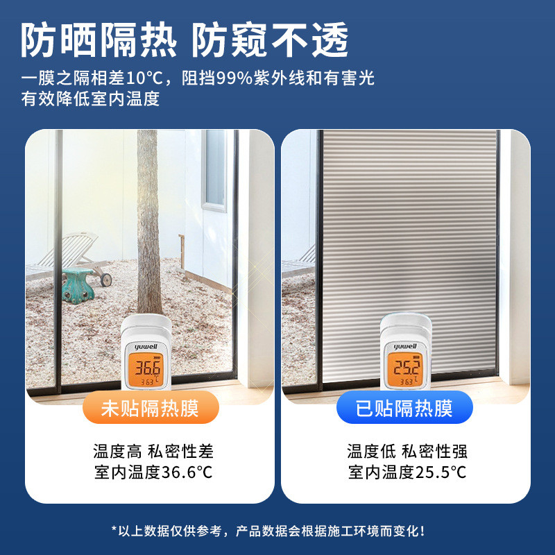 窗户贴膜静电免胶防晒隔热贴纸客厅隔断家用隐私防走光长虹玻璃膜