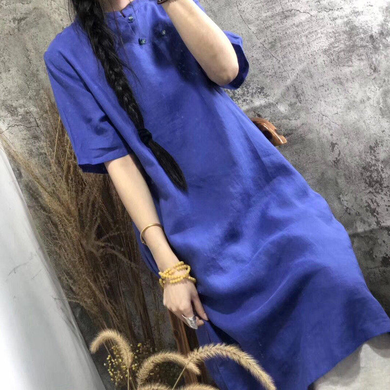 1夏季新款中式苎麻改良小下开叉纯色裙女,女装/女士精品,连衣裙,淘宝优惠券,粉丝福利购,淘宝优惠卷