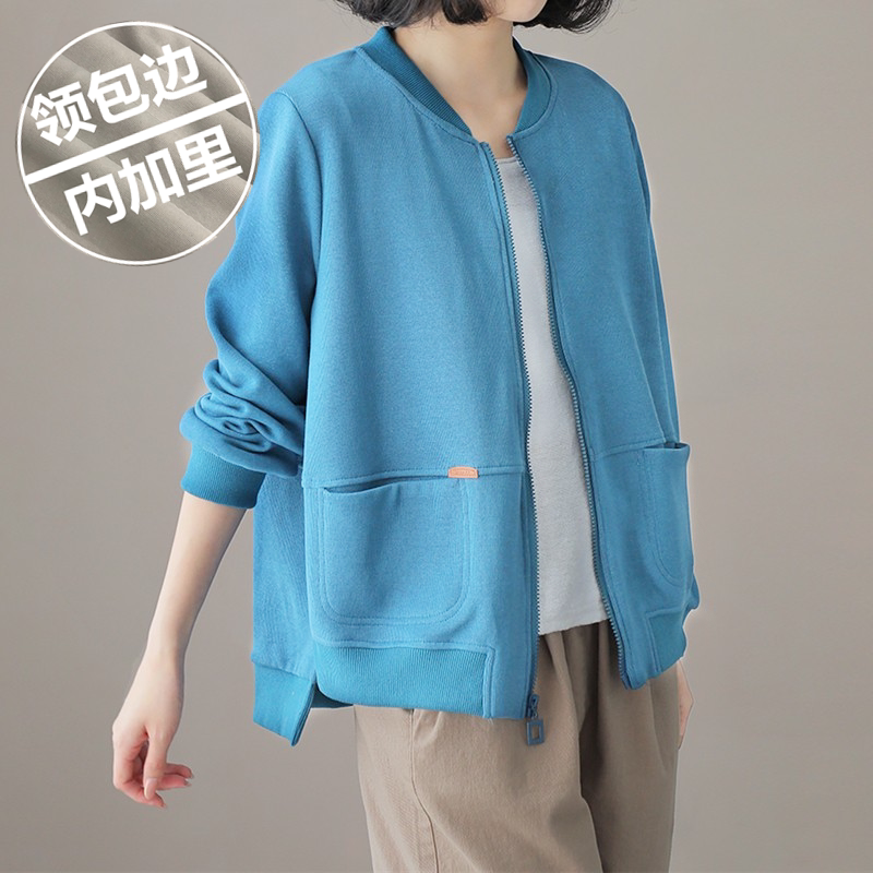 春秋新款韩版宽松休闲风开衫短款拉链潮棒球服女