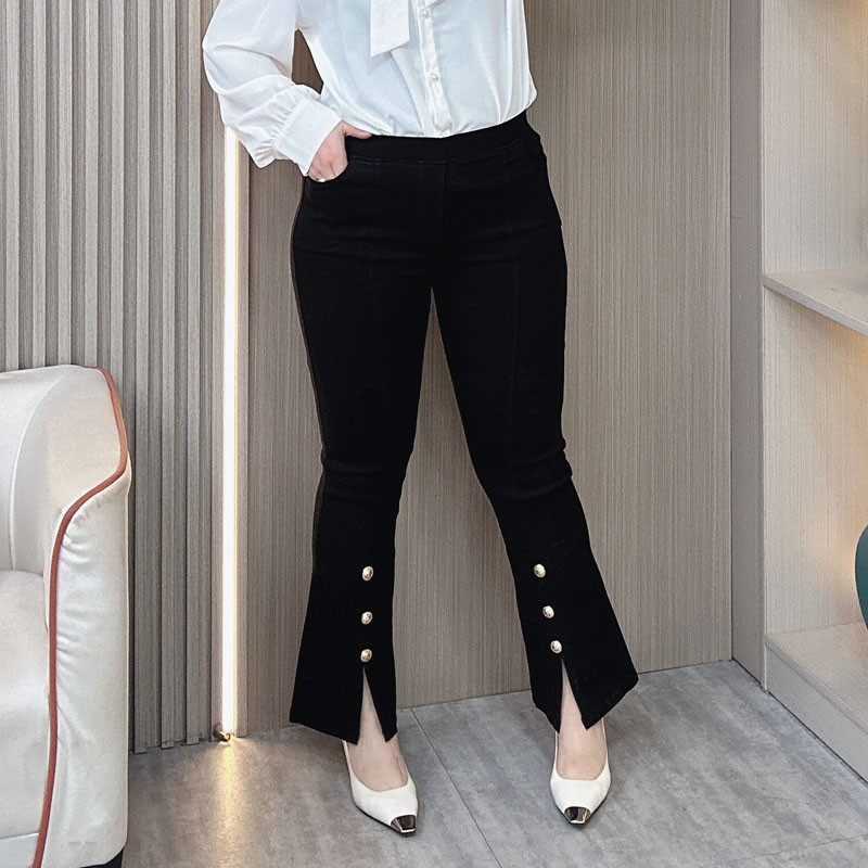 大码2024年春季微胖妹妹mm弹力时尚开叉显瘦,女装/女士精品,大码裤装,淘宝优惠券,粉丝福利购,淘宝优惠卷