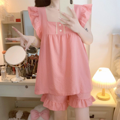 新品2025新款夏季睡衣女纯棉布料100全棉高级感棉绸可外穿家居服