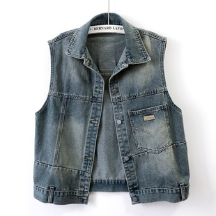 美式蓝色牛仔马甲女春秋2025新款中长坎肩无袖马夹配衬衫