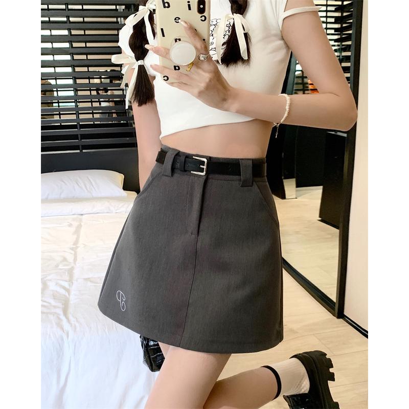 胖mm灰色女休闲口袋包臀A字裙大码一步裙夏季