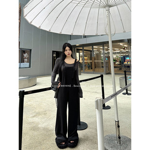 黑泽玄七背带裤2025春季新款胖mm遮肚显瘦痞雅阔腿直筒休闲长裤女
