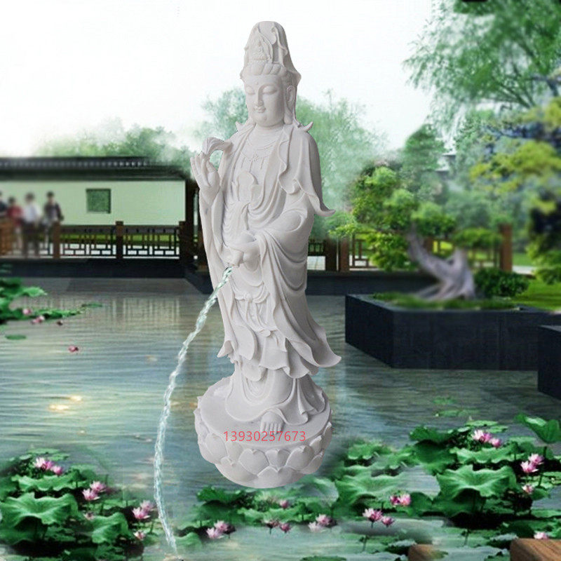 石雕汉白玉菩萨观世音洒水流水喷水滴水池许愿池喷泉石像,家居饰品,石雕,淘宝优惠券,粉丝福利购,淘宝优惠卷