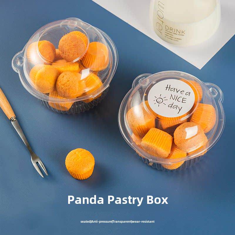 熊猫头西点奶油蛋糕盒慕斯乳果小蛋糕饼干泡芙水果透明烘焙包装盒