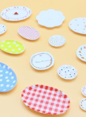 迷你可爱卡通微缩盘子餐具仿陶瓷碟多尺寸 娃娃屋diy树脂小摆件