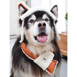 宠物秋冬围巾帽子套装 小中大型犬 宠物围巾 狗狗保暖防风挡风帽A