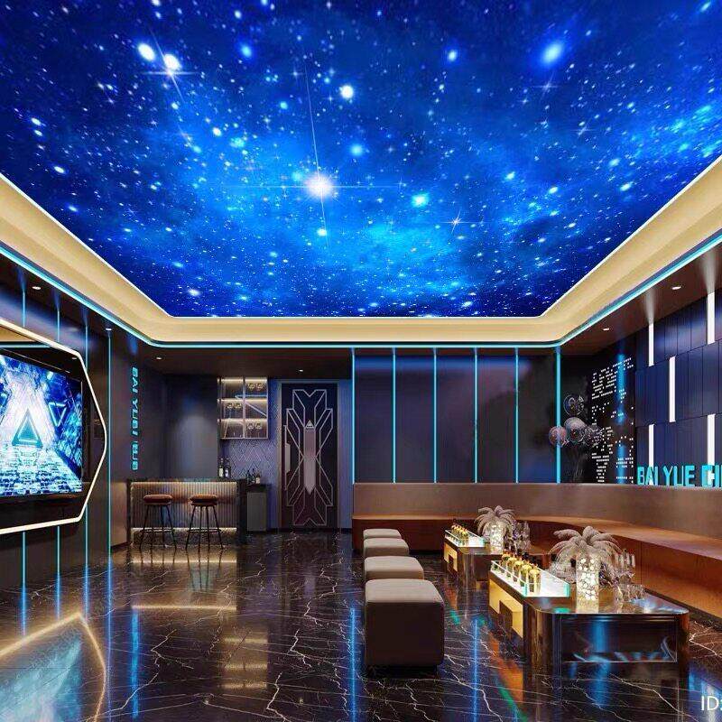 星空顶天花板吊顶壁布酒店ktv美发店屋顶墙布影院客厅卧室装饰AI