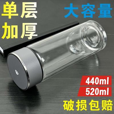 凯聪玻璃杯单层加厚带盖办公茶杯男款喝水杯子家用耐高温水杯定制