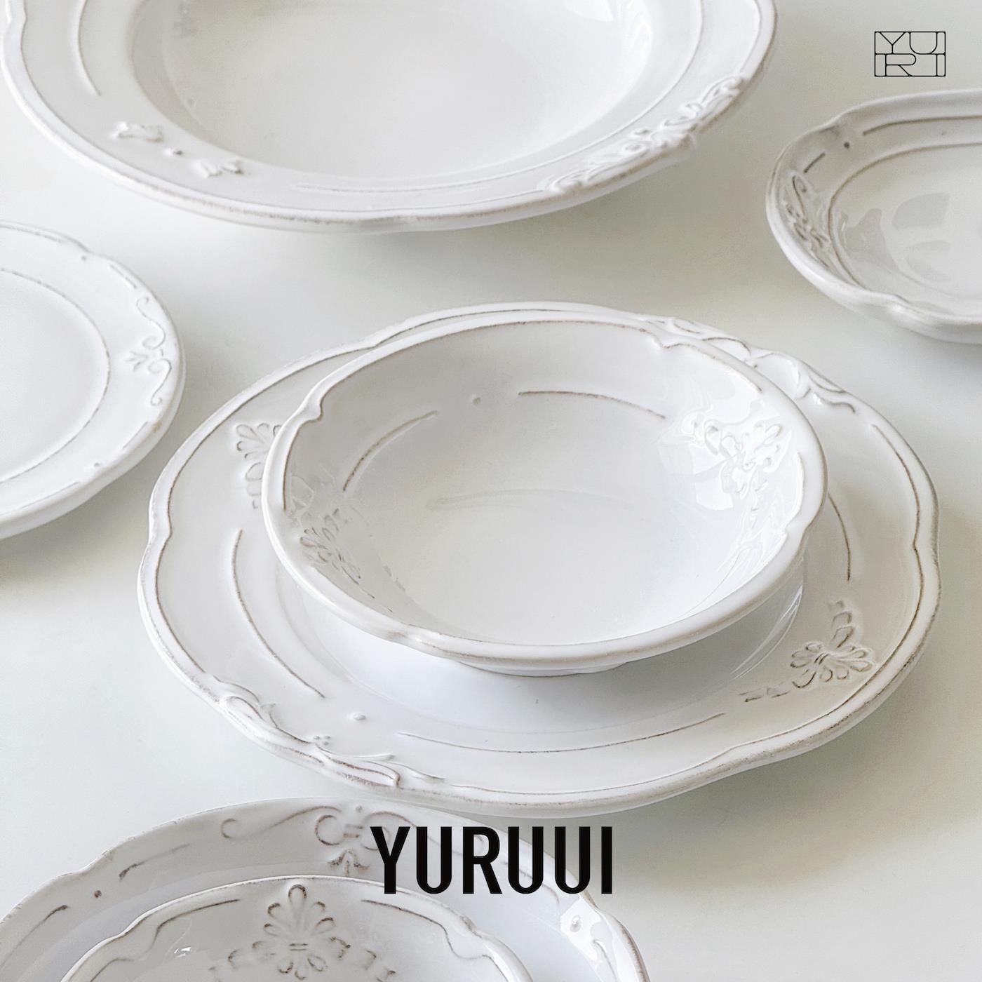 [YURUUI设计师]意大利Virginia Casa粗陶浮雕餐盘杯碟酸奶谷物碗