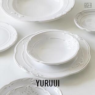 [YURUUI设计师]意大利Virginia Casa粗陶浮雕餐盘杯碟酸奶谷物碗