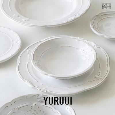 [YURUUI设计师]意大利Virginia Casa粗陶浮雕餐盘杯碟酸奶谷物碗
