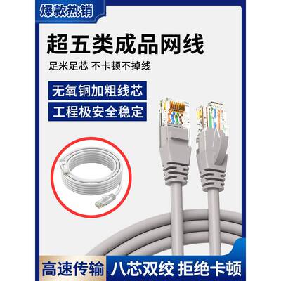 成品网线5m / 10m / 20m / 30m 5E类6gb高速传输八芯成品网线