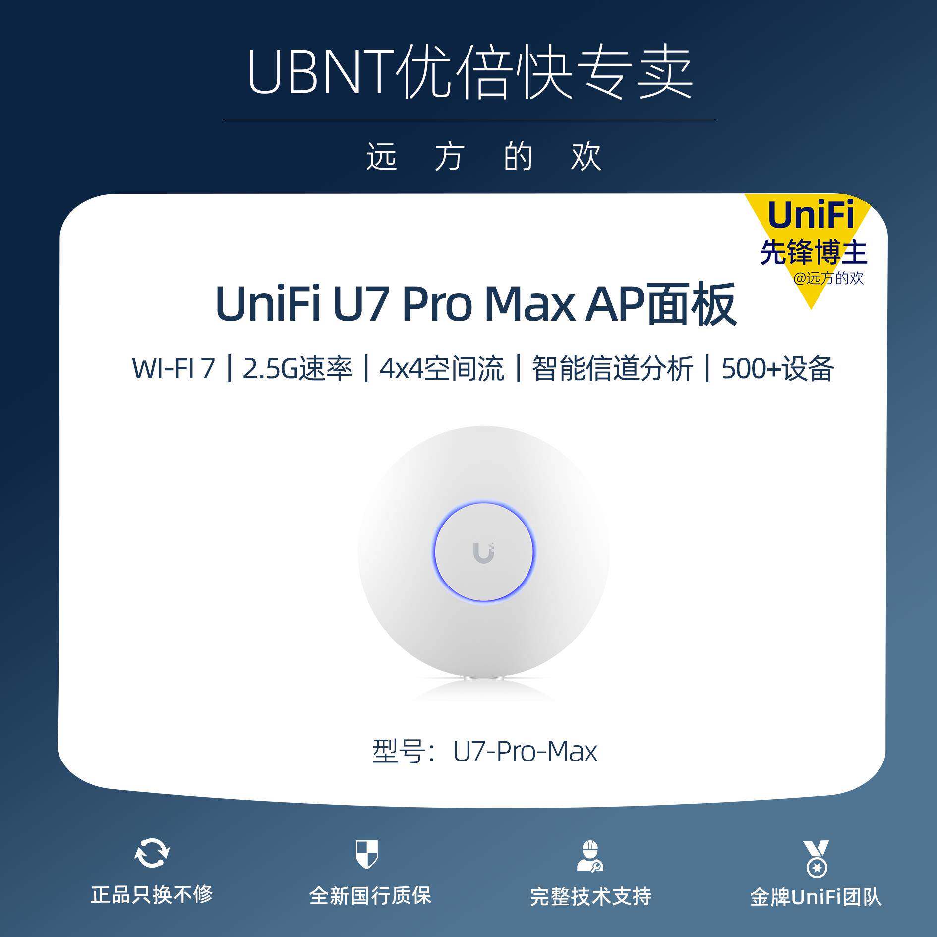 UBNT优倍快Ubiquiti UniFi U7 Pro U7 Pro Max 2.5g WIFI7 AP面板