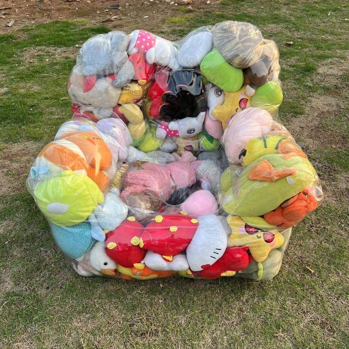 网红充气小沙发透明儿童椅子放娃娃公仔柔软舒适小户型家用拍摄