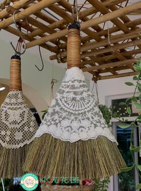 迷你微型桌面清洁草编扫帚扫把簸箕园艺杂货花园摆件清洁桌面除尘