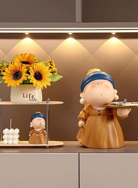 大艺术家入户玄关钥匙收纳戴珍珠耳环少女托盘样品房酒店轻奢摆件