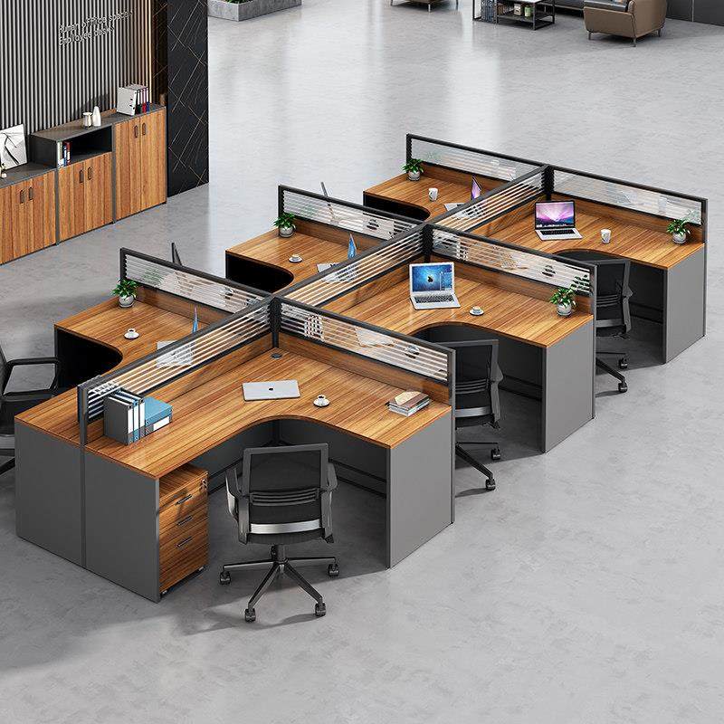 职员办公桌组合四46人位l型屏风卡位隔断卡座办公室员工工位桌椅