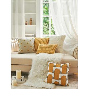 黄色摩洛哥风圈天鹅绒枕头民宿模型房沙发垫卧室床靠垫枕套