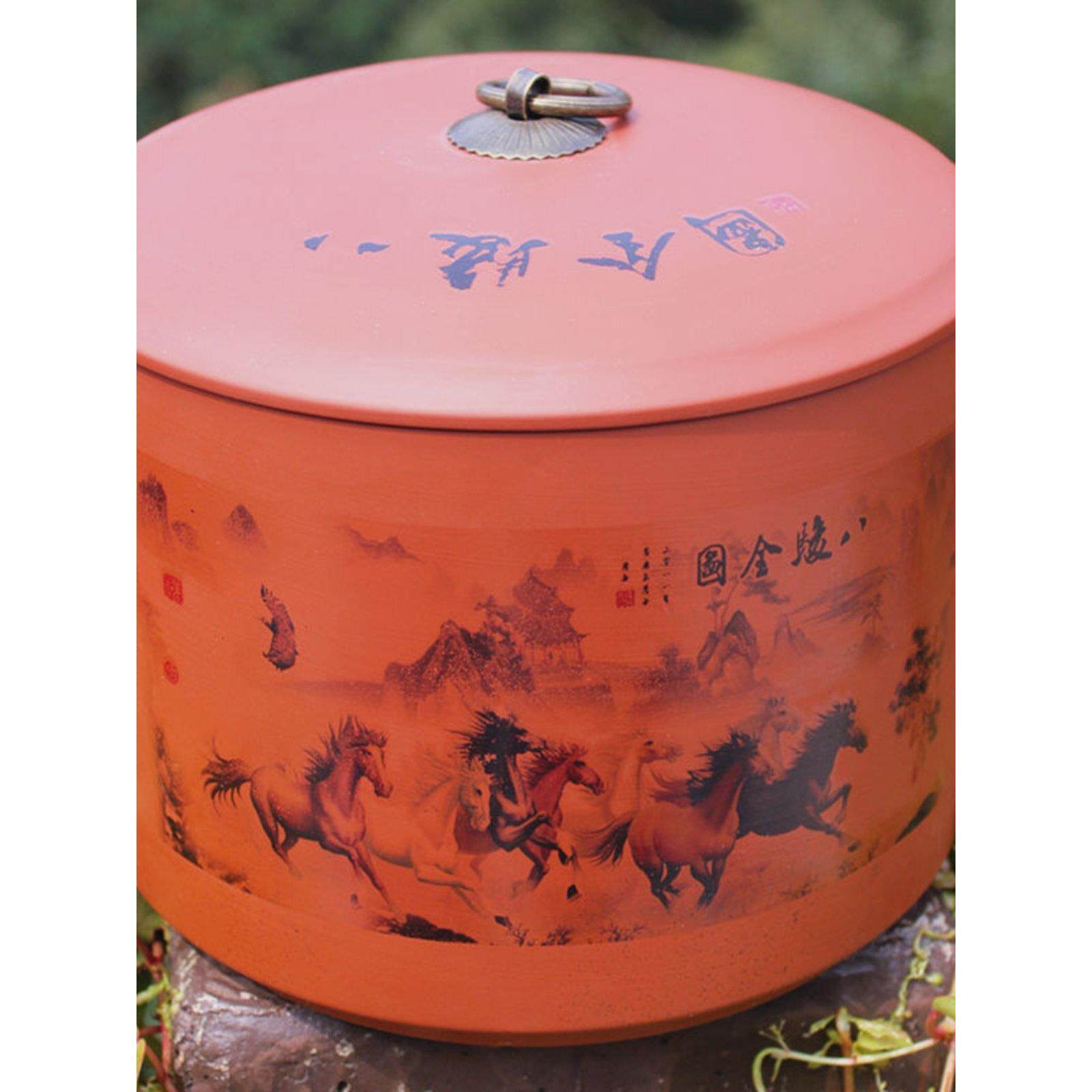 紫砂茶叶罐大号200克普洱茶饼收纳盒存茶罐七饼茶缸茶盒陶瓷密封