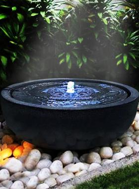 水幕墙流水喷泉庭院水景花园简约现代装饰风水钵中式鱼池景观摆件