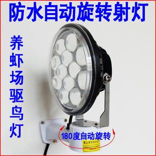自动旋转探照灯户外防水鱼塘养殖养虾养泥鳅驱赶夜鹭老鹰强光射灯