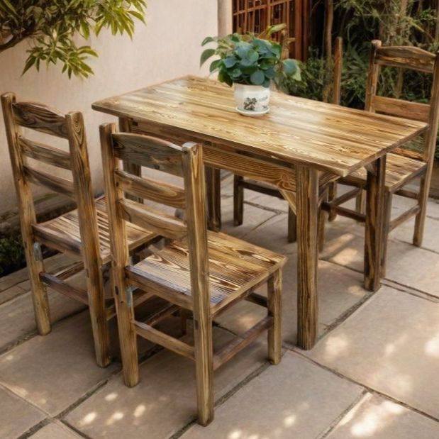 碳化实木农家乐饭店大排档火锅店餐厅小吃店板凳地摊餐桌椅组合,住宅家具,岛台餐桌,淘宝优惠券,粉丝福利购,淘宝优惠卷