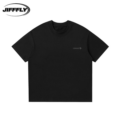 Jifffly短袖T恤男款2025新款纯棉百搭字母印花圆领潮牌情侣上衣女