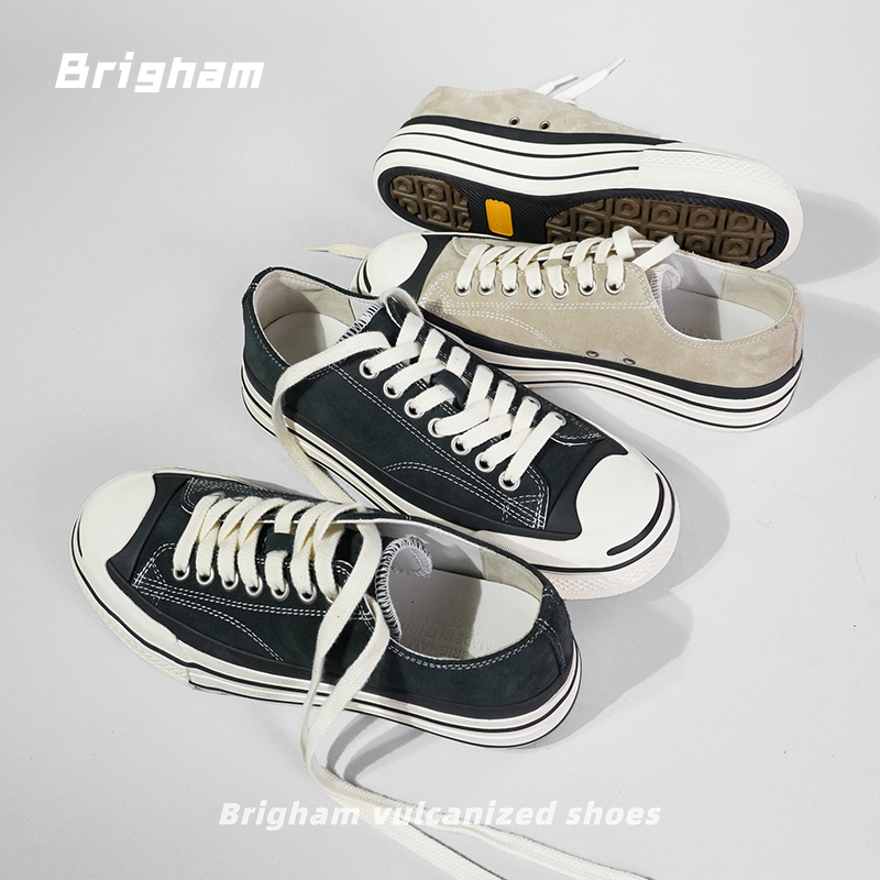 Brigham“微笑”25ss.日系经典低帮三层实心底反绒皮硫化鞋D100